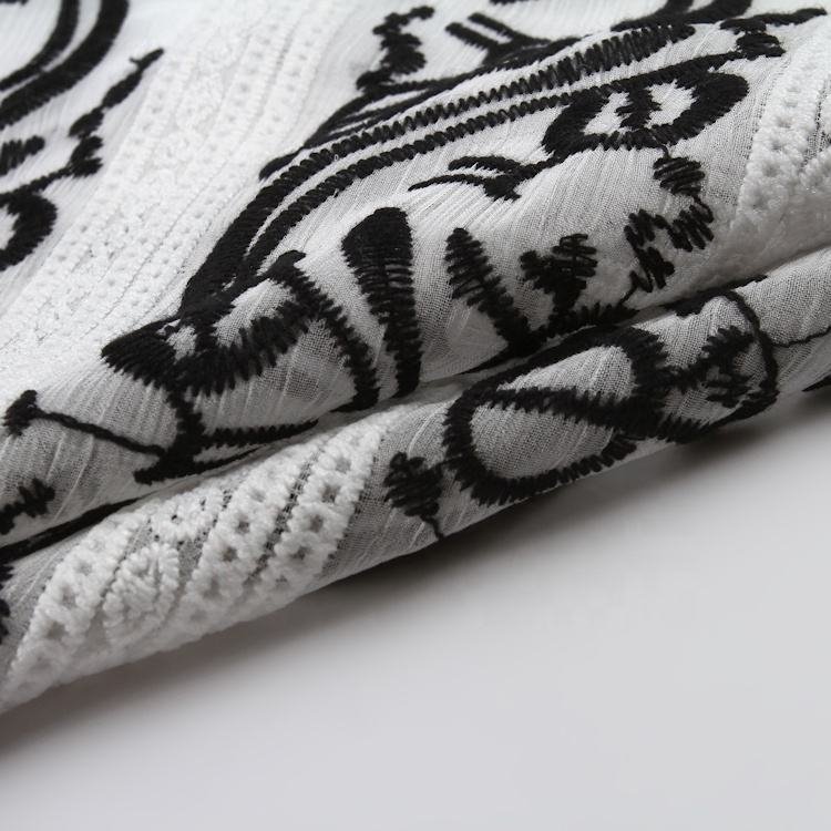 HA-16224 Textiles black and white different types chiffon embroidery fabric yoryu