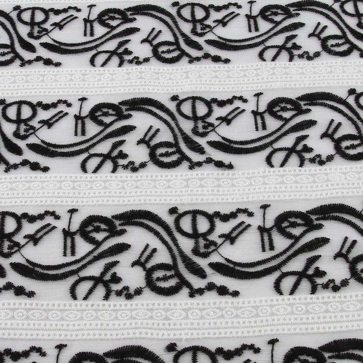 HA-16224 Textiles black and white different types chiffon embroidery fabric yoryu