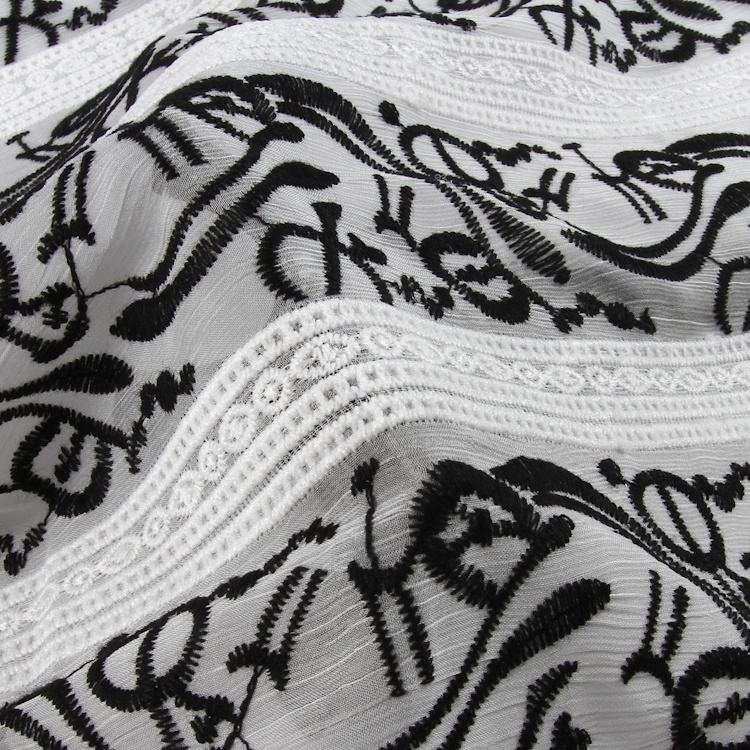 HA-16224 Textiles black and white different types chiffon embroidery fabric yoryu