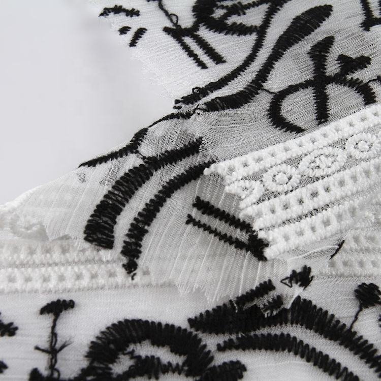 HA-16224 Textiles black and white different types chiffon embroidery fabric yoryu