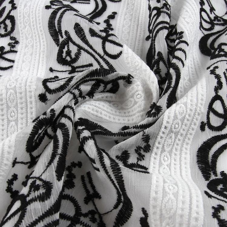 HA-16224 Textiles black and white different types chiffon embroidery fabric yoryu