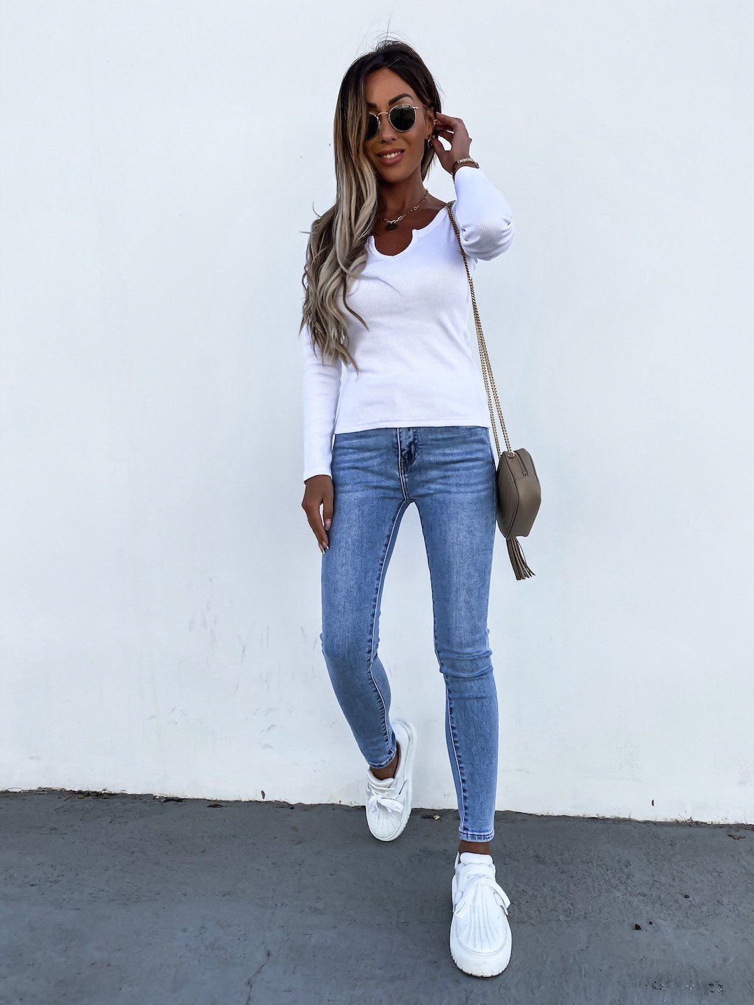 Fall 2024 Women Tops Custom Slim-fit Rib Knit T Shirts Designer Blouse Cotton Plain Long Sleeve T Shirt