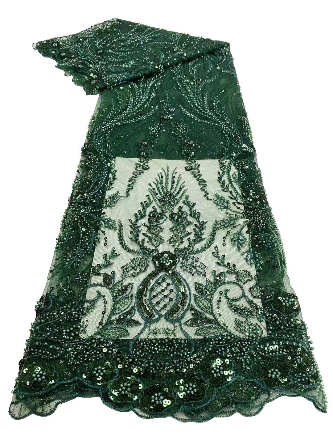 High Quality Wholesale Full Crystal Bead Tube Embroidered Colorful Embroidery Fabric For Wedding Dress
