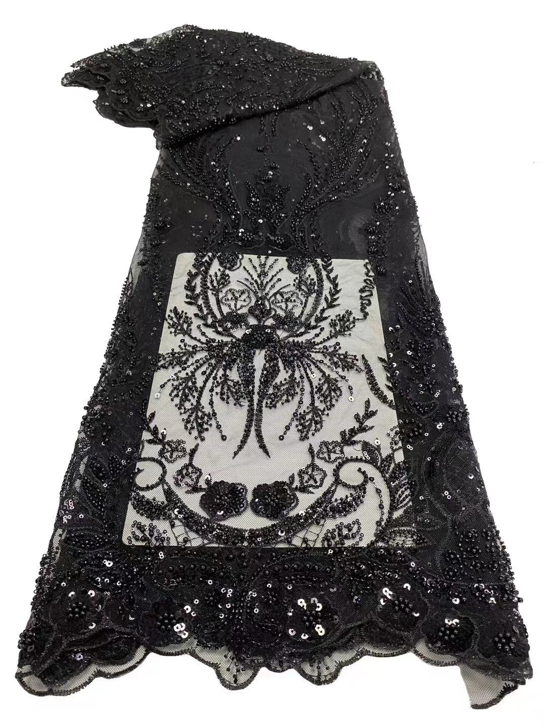 High Quality Wholesale Full Crystal Bead Tube Embroidered Colorful Embroidery Fabric For Wedding Dress