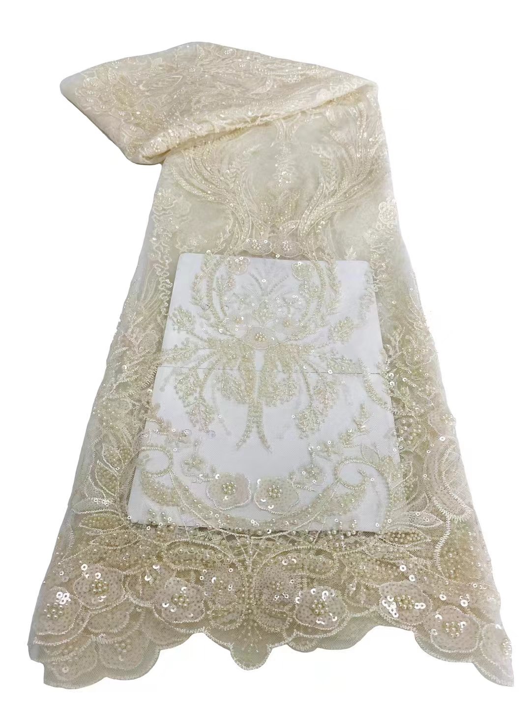 High Quality Wholesale Full Crystal Bead Tube Embroidered Colorful Embroidery Fabric For Wedding Dress