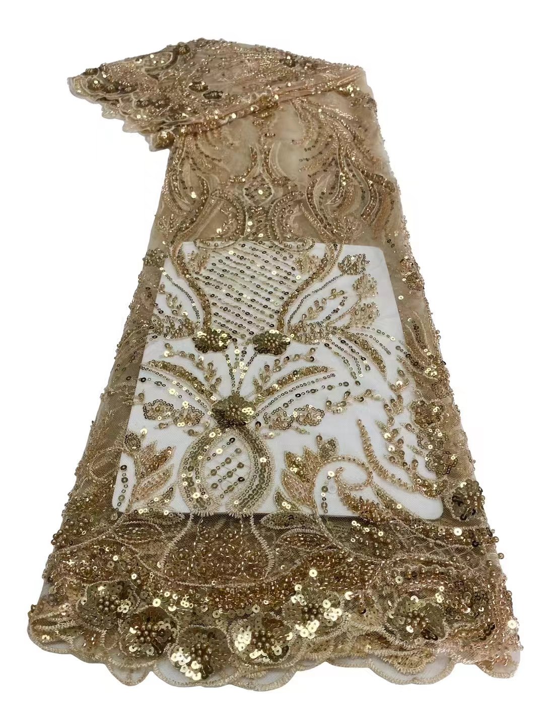 High Quality Wholesale Full Crystal Bead Tube Embroidered Colorful Embroidery Fabric For Wedding Dress