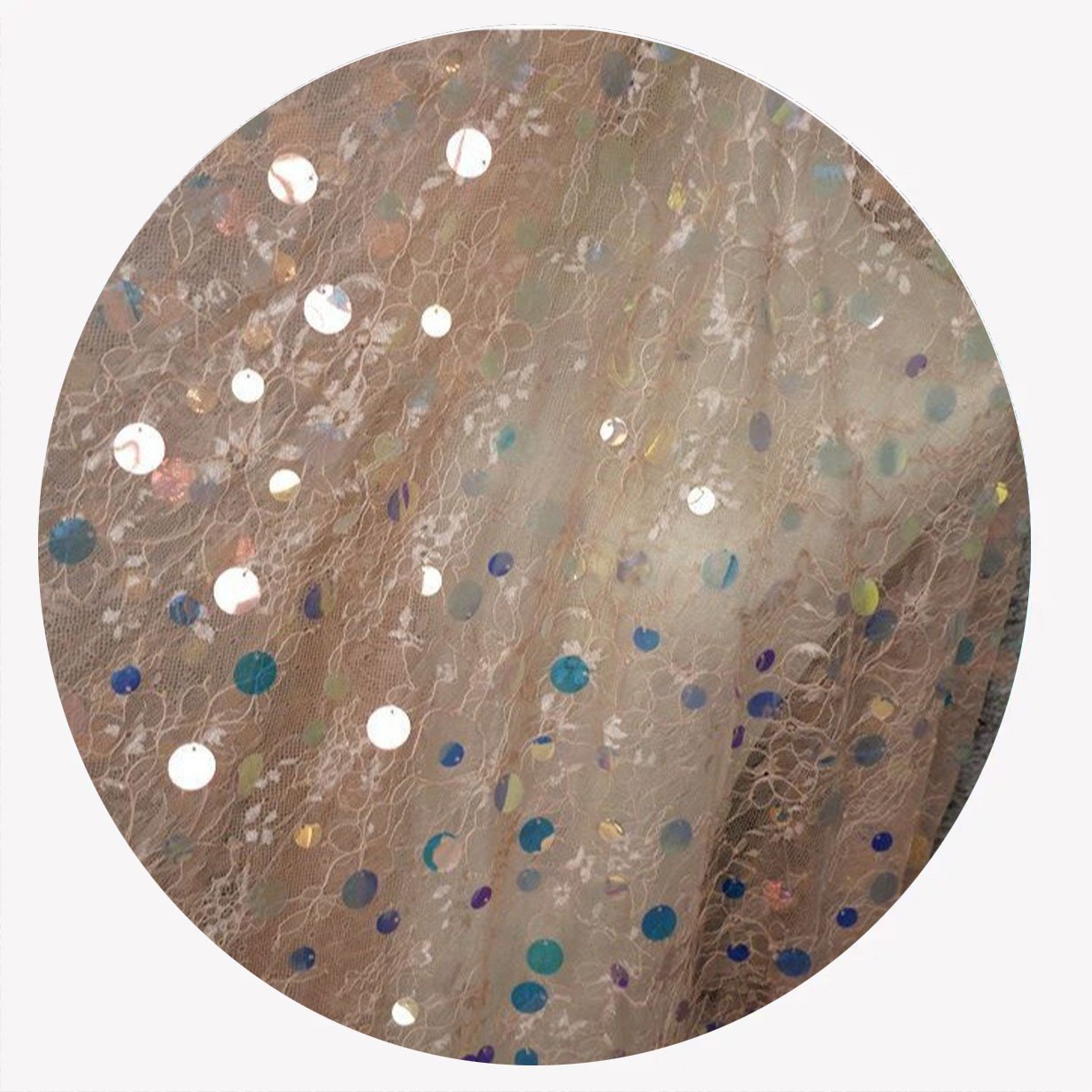 High Quality Embroidery Fabric Stage Clothing Sequins Stacked Star Women's Mesh Dress Fashion Bead Fabric