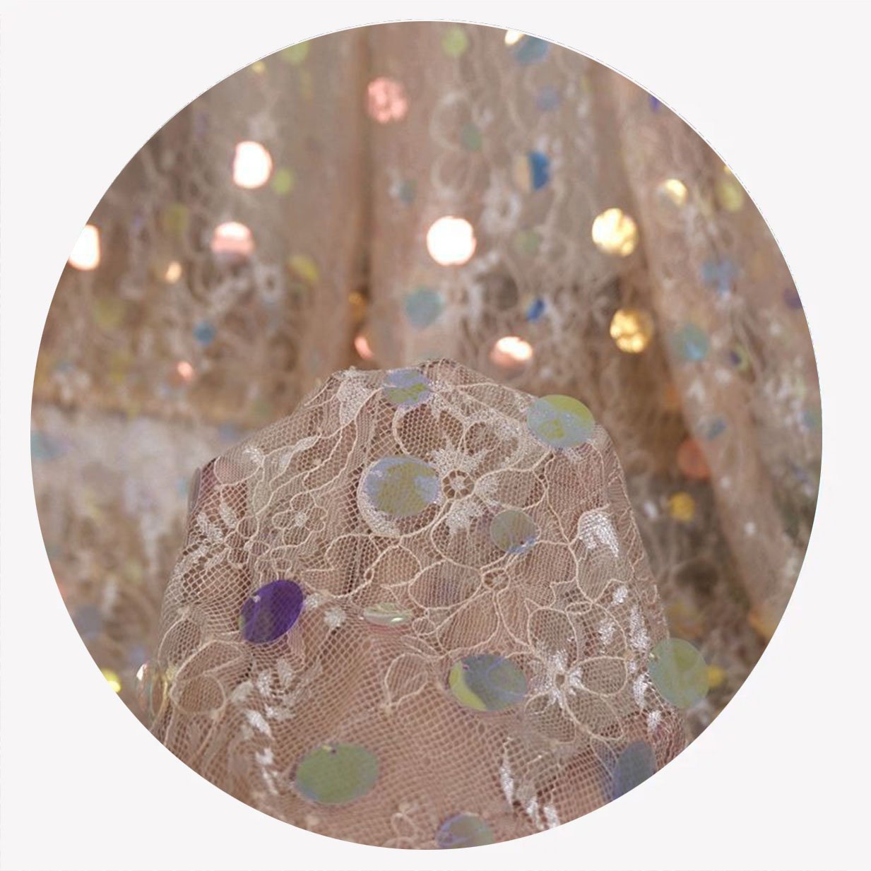 High Quality Embroidery Fabric Stage Clothing Sequins Stacked Star Women's Mesh Dress Fashion Bead Fabric