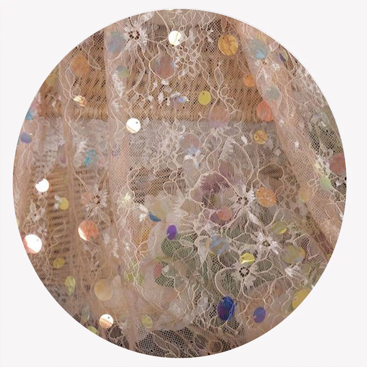 High Quality Embroidery Fabric Stage Clothing Sequins Stacked Star Women's Mesh Dress Fashion Bead Fabric