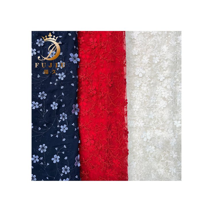 Multi color choose embroidery fabric floral tulle fabric