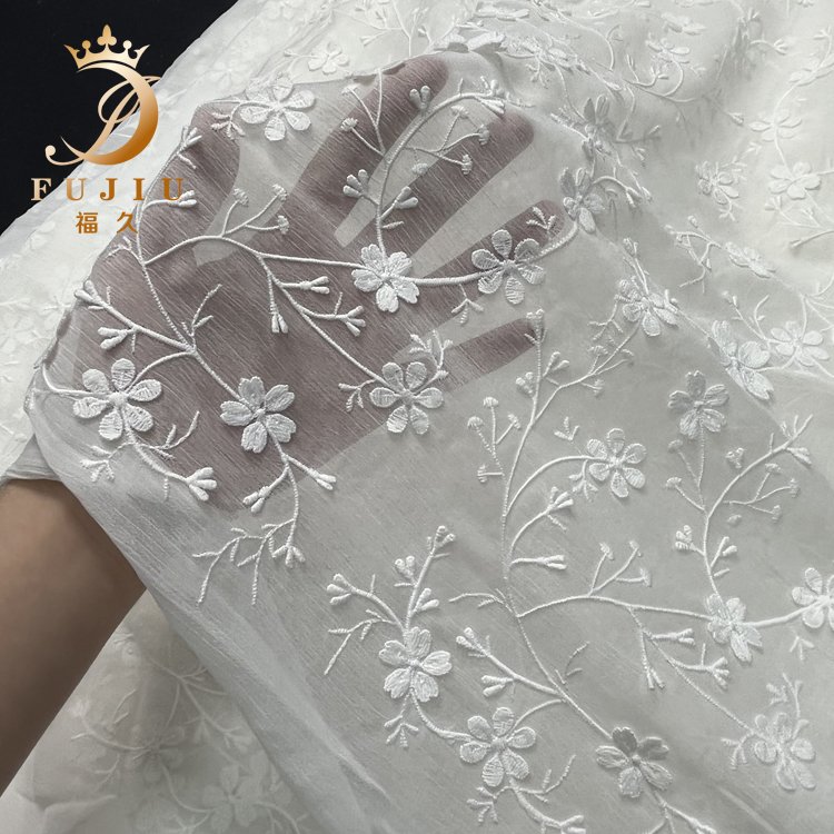 Multi color choose embroidery fabric floral tulle fabric