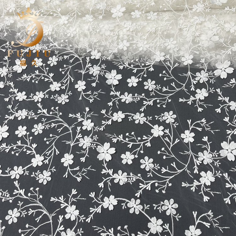 Multi color choose embroidery fabric floral tulle fabric