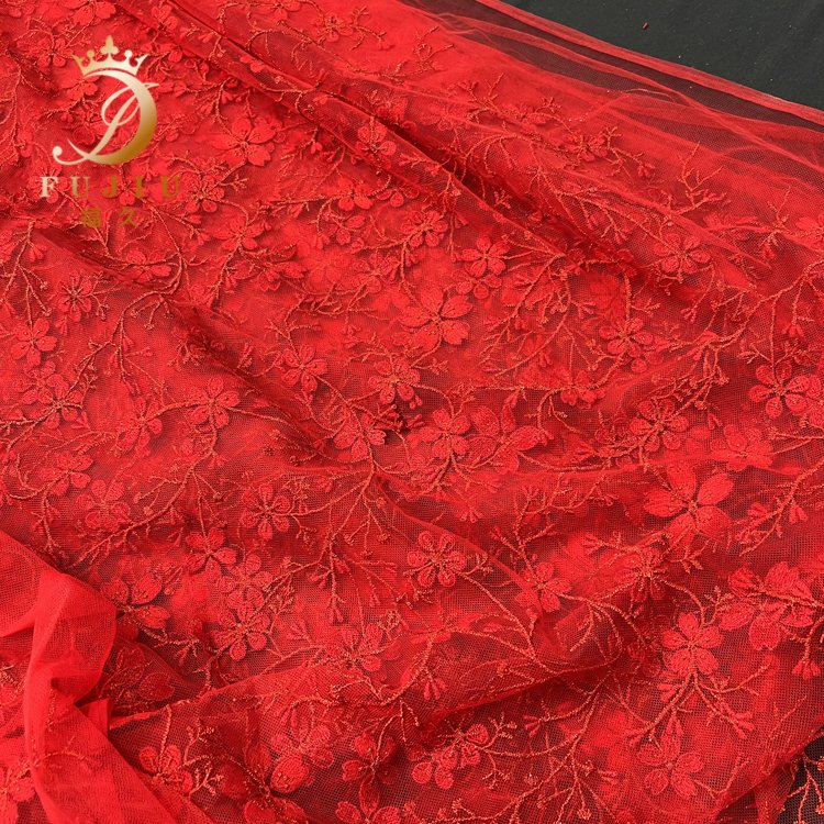 Multi color choose embroidery fabric floral tulle fabric