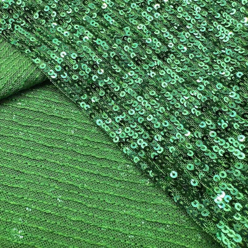 Latest Design Luxury 100%polyester Sequins Mesh Green Embroidery Fabric For Wedding Dresses
