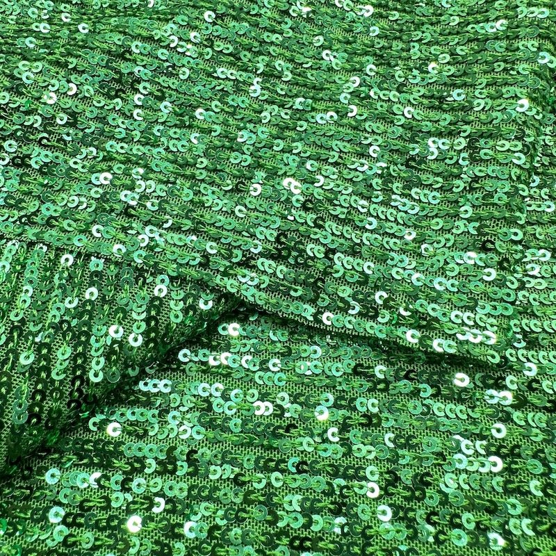 Latest Design Luxury 100%polyester Sequins Mesh Green Embroidery Fabric For Wedding Dresses