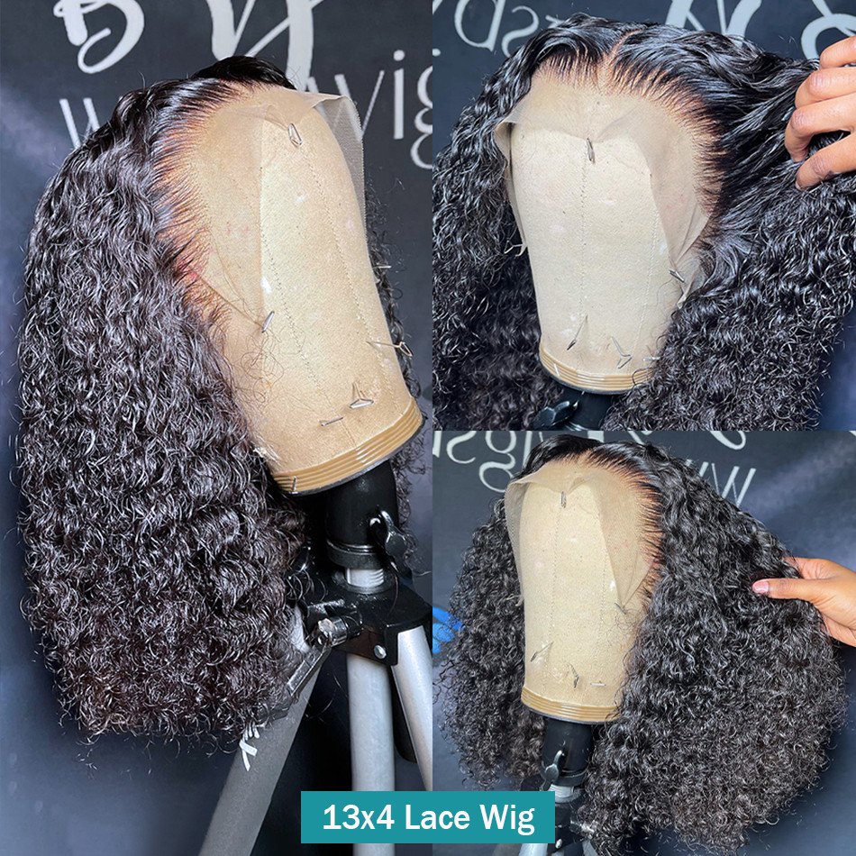 Cheap Kinky Curly Short Bob Wigs Human Hair Lace Front Brazilian Human Hair Wigs For Black Women Hd Lace Frontal Wig Human Hair