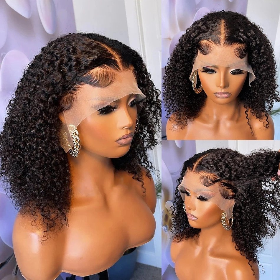 Cheap Kinky Curly Short Bob Wigs Human Hair Lace Front Brazilian Human Hair Wigs For Black Women Hd Lace Frontal Wig Human Hair