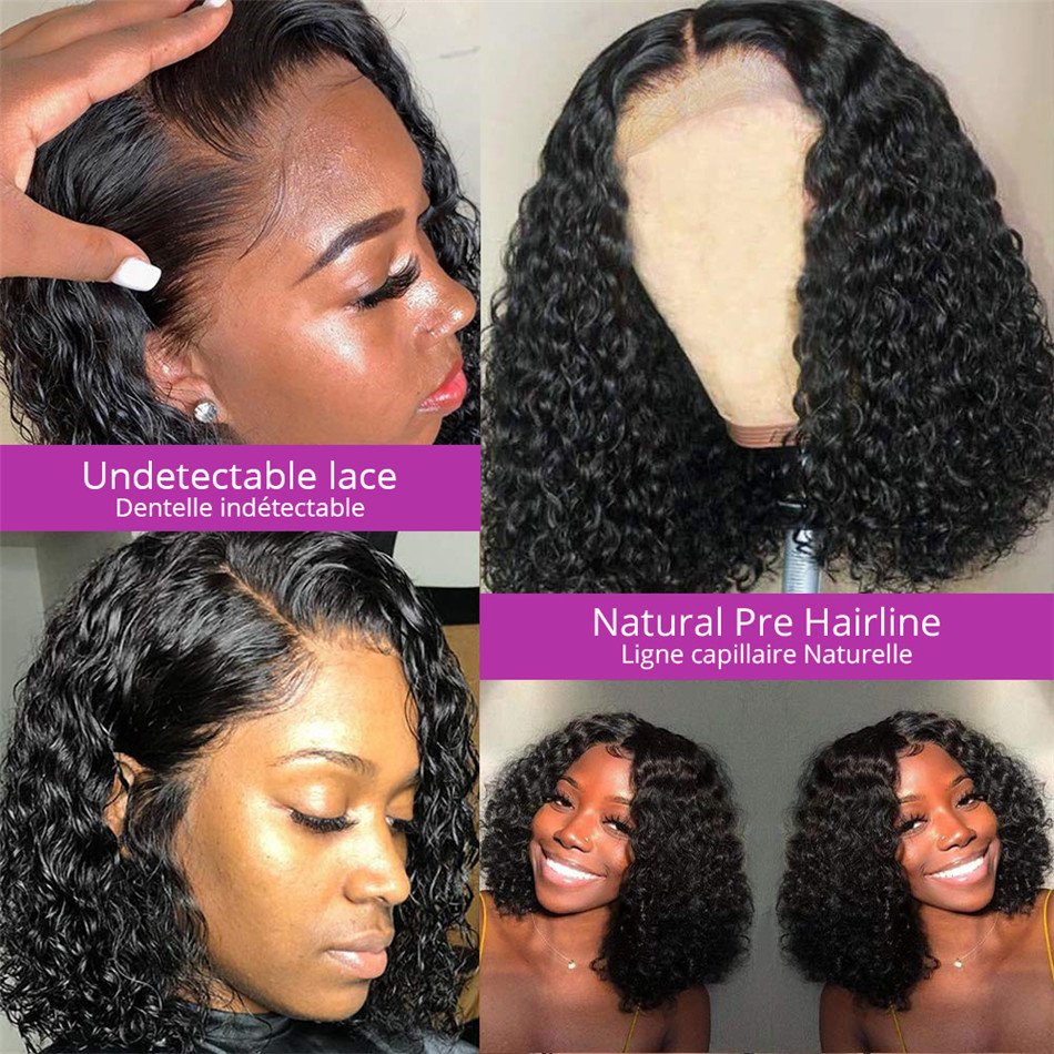 Cheap Kinky Curly Short Bob Wigs Human Hair Lace Front Brazilian Human Hair Wigs For Black Women Hd Lace Frontal Wig Human Hair