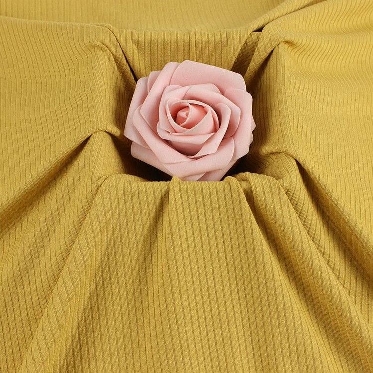 32S bamboo ribbed brushing knit 250gsm 66% bamboo Fiber 26% cotton spandex stretch 4*2 ribbed fabric garment fabric