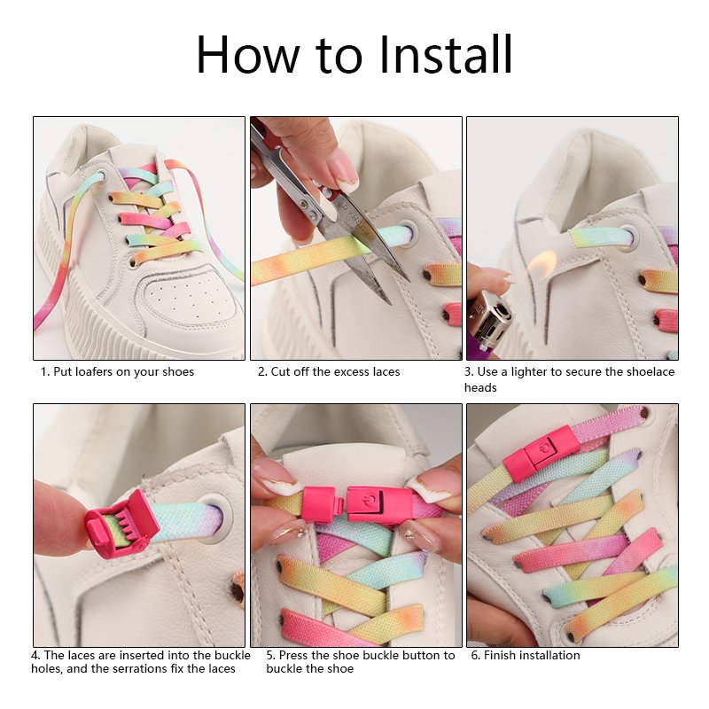No Tie Shoe laces Press Lock colorful Shoelaces without ties Elastic Laces Sneaker 0.8mm Widened Flat Shoelace for Shoes