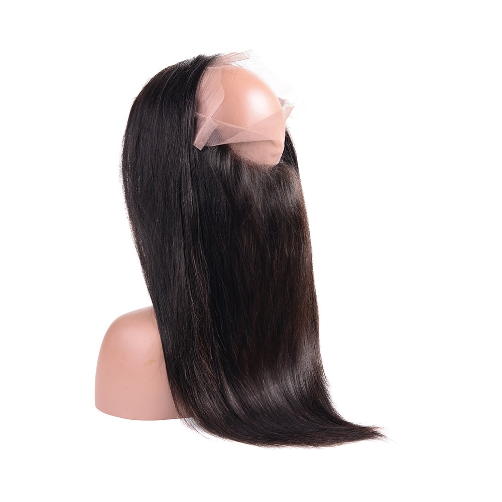 360 Lace Frontal Closure Straight Human Hair, Brazilian Virgin Human Hair Extensions Cuticle Aligned Lace Frontal 360