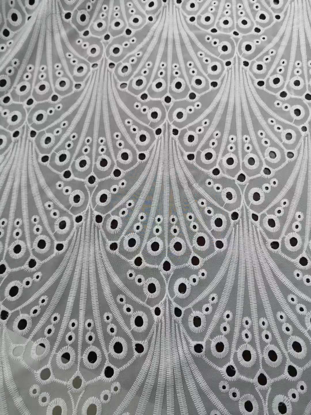 Customized fashionable design breathable 100%polyester chiffon eyelet embroidery fabric