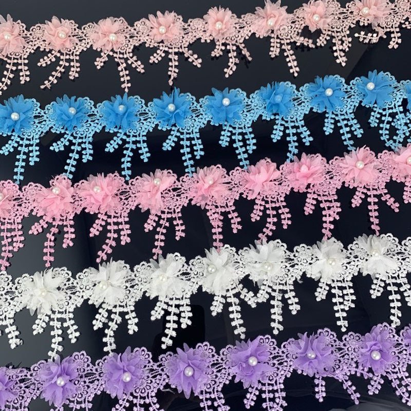 (1 Yards/Lot) 80mm Petal Chiffon Lace Fabric Webbing DIY Clothing Decoration Love Gift Ribbons Crafts
