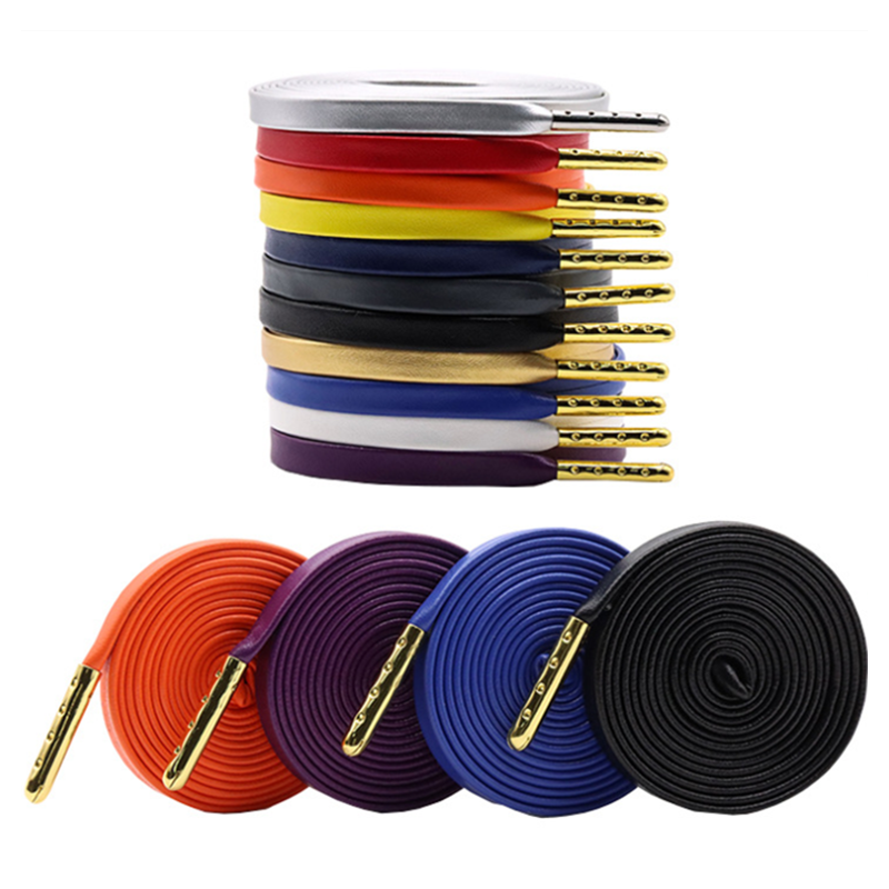 Yrunfeety Shoelace 100-180CM Flat Leather Shoelaces 7MM Width Sneaker Leather Laces Luxury Leather Shoe Laces for Boot 8 Colors
