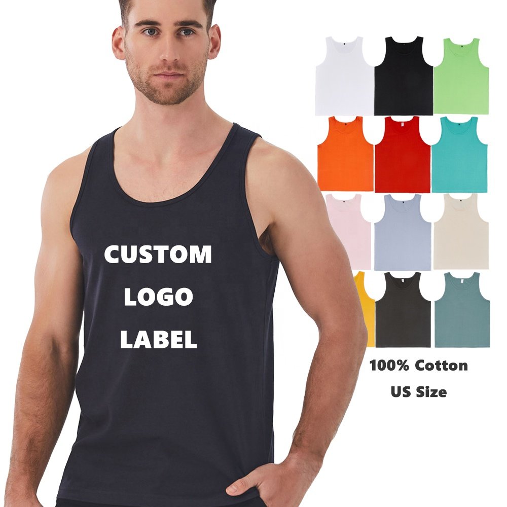 Tank Top Black High Quality Heavyweight Casual Print Blank Cotton Custom Ribbed Men Tank Top