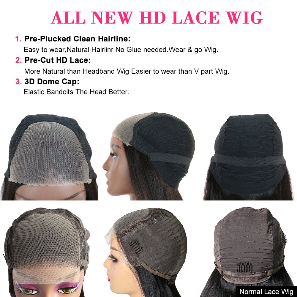 Wear And Go Glueless Wig Precut Lace Curly HD Lace Front Wigs Human Hair,180 Density 4x4 Closure Wigs