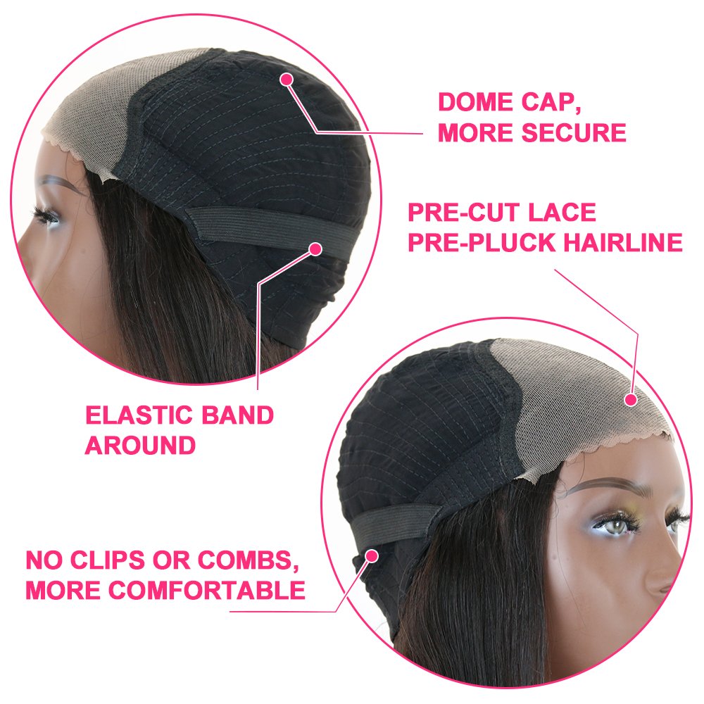 Wear And Go Glueless Wig Precut Lace Curly HD Lace Front Wigs Human Hair,180 Density 4x4 Closure Wigs