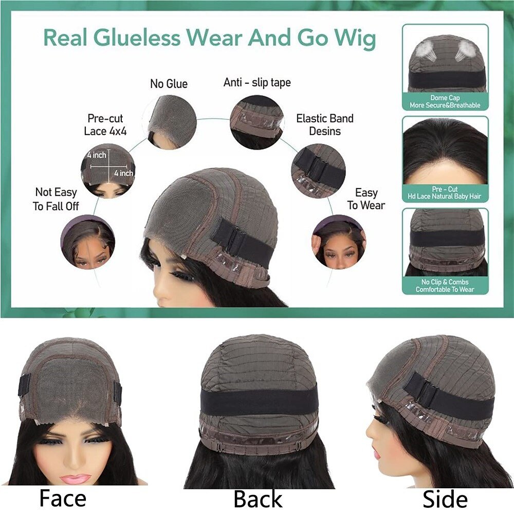 Wholesale 4x4 glueless wear and go wig raw brazilian virgin human hair wigs for women 180% density body wave lace closure wigs