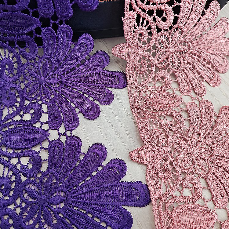 Wholesale garment accessories polyester lace and trim embroidery for ladies clothes lace