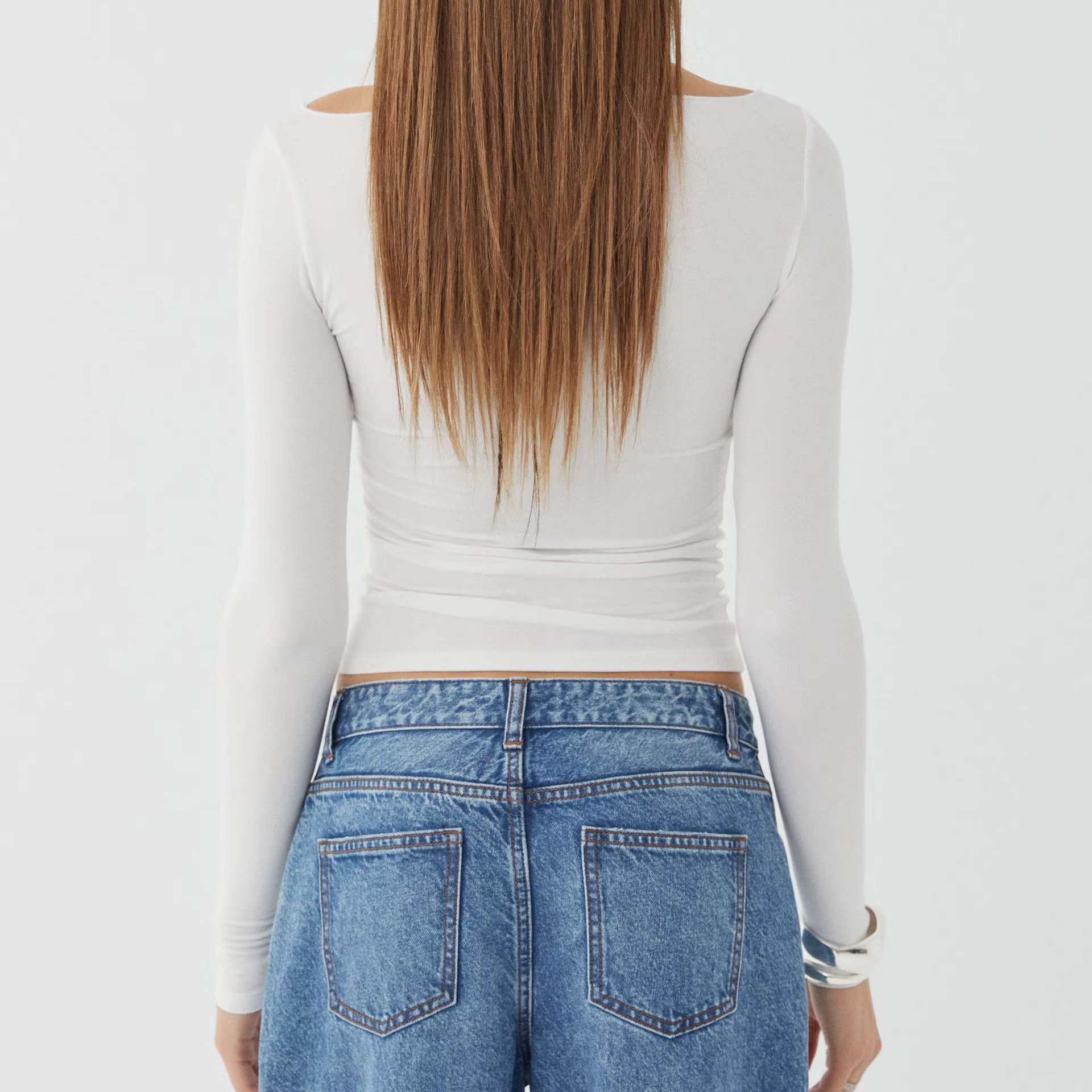 Runwaylove R438 New Design Long Sleeve O-neck Long Sleeve Crop Top