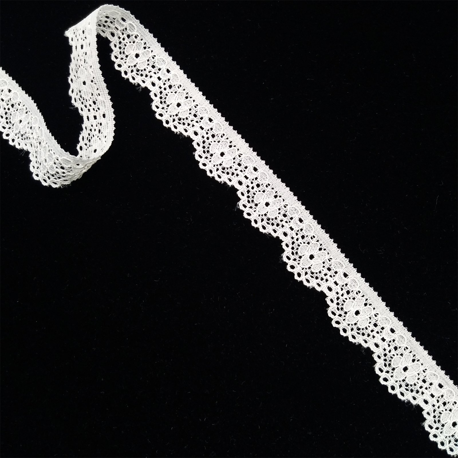 1.5cm Narrow Lace for Underwear White Spandex Lace Trim Knitted Sustainable Lace Support Spandex / Nylon No Decorated 2000mtr