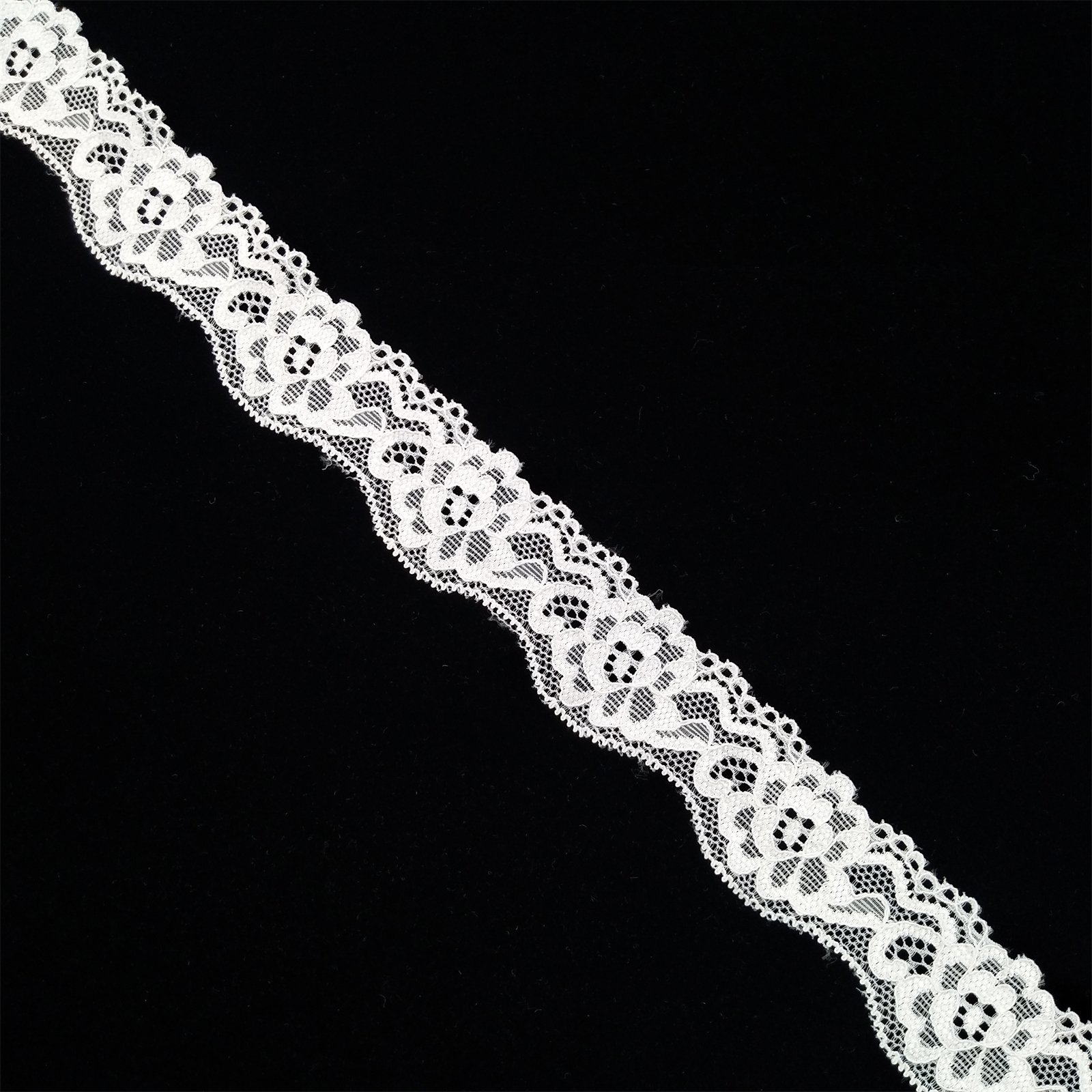 1.5cm Narrow Lace for Underwear White Spandex Lace Trim Knitted Sustainable Lace Support Spandex / Nylon No Decorated 2000mtr