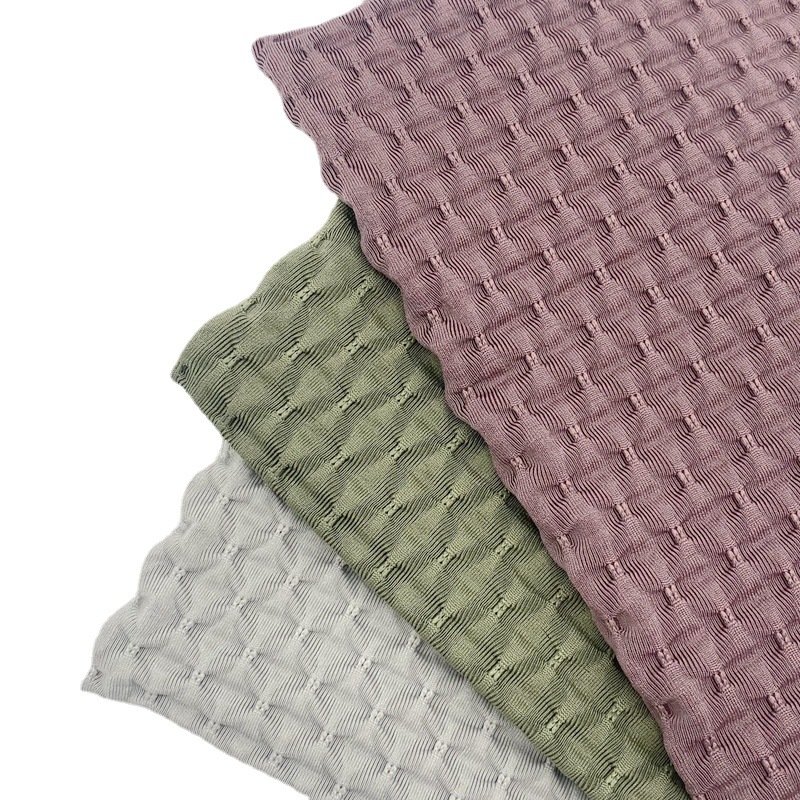 European American Bubble Jacquard Sports Polyester Stretch Fabric Breathable Fitness Tight Fitness Sportswear Rib Style Lingerie