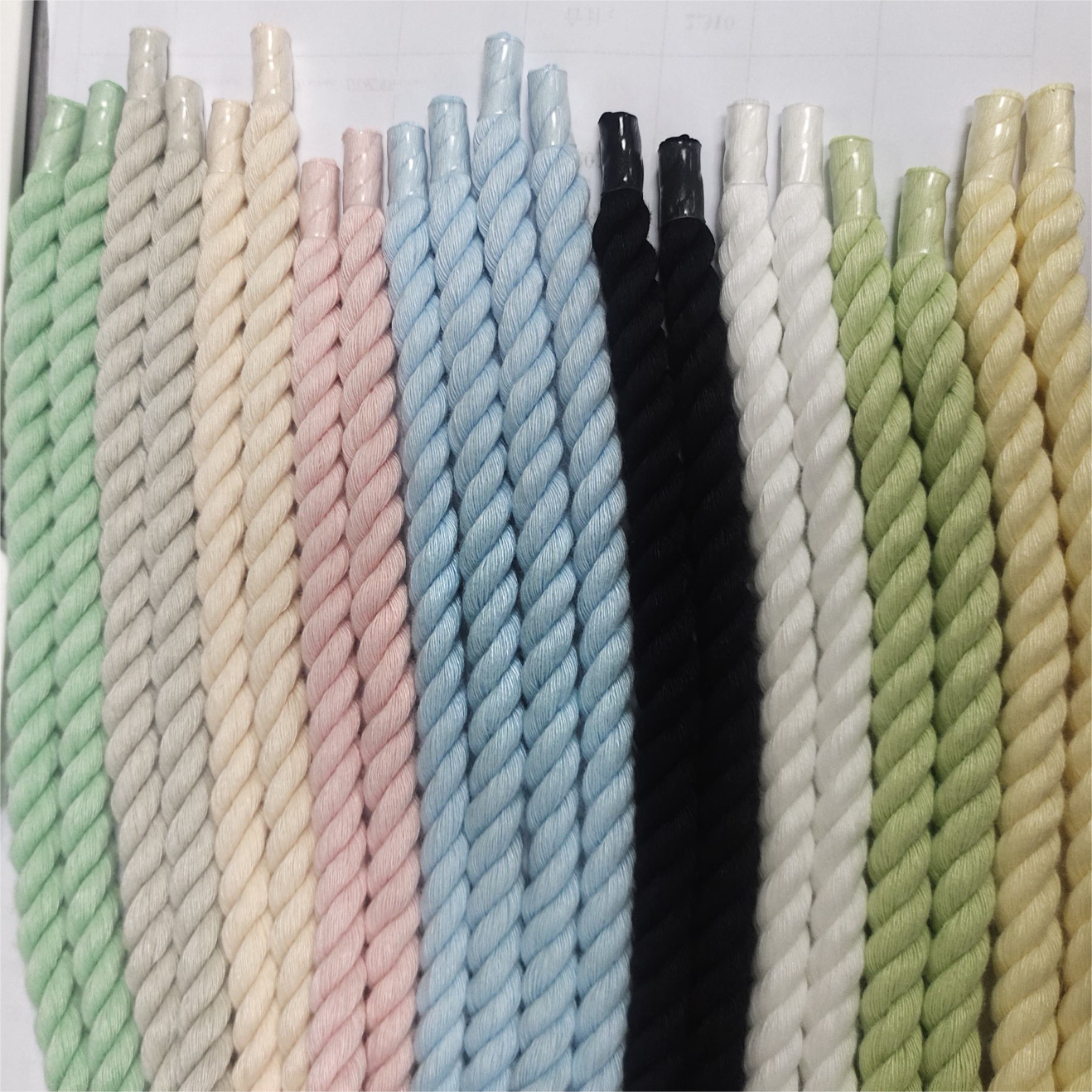 Custom 100% Nature Color Cotton Braid 3 Strands 8mm Super Chunky Big Thick Twisted Rope Shoe laces Shoelaces For Casual Shoes