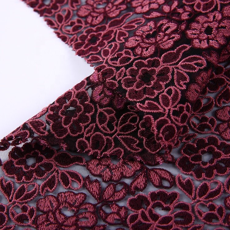 HA-13943 High quality custom design floral dubai color net fabric embroidery dress