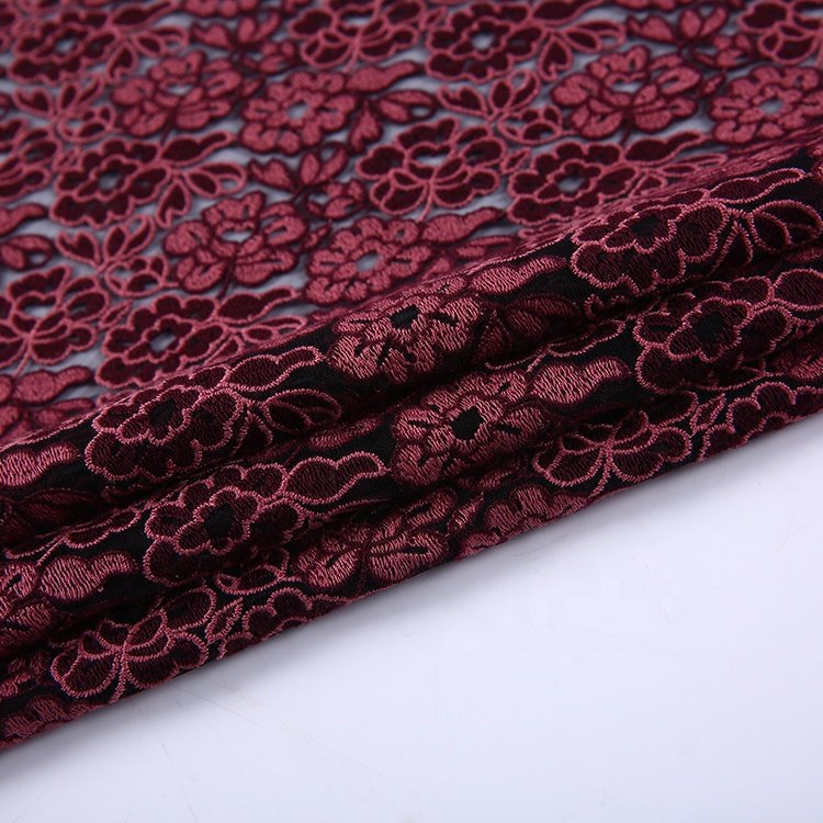 HA-13943 High quality custom design floral dubai color net fabric embroidery dress