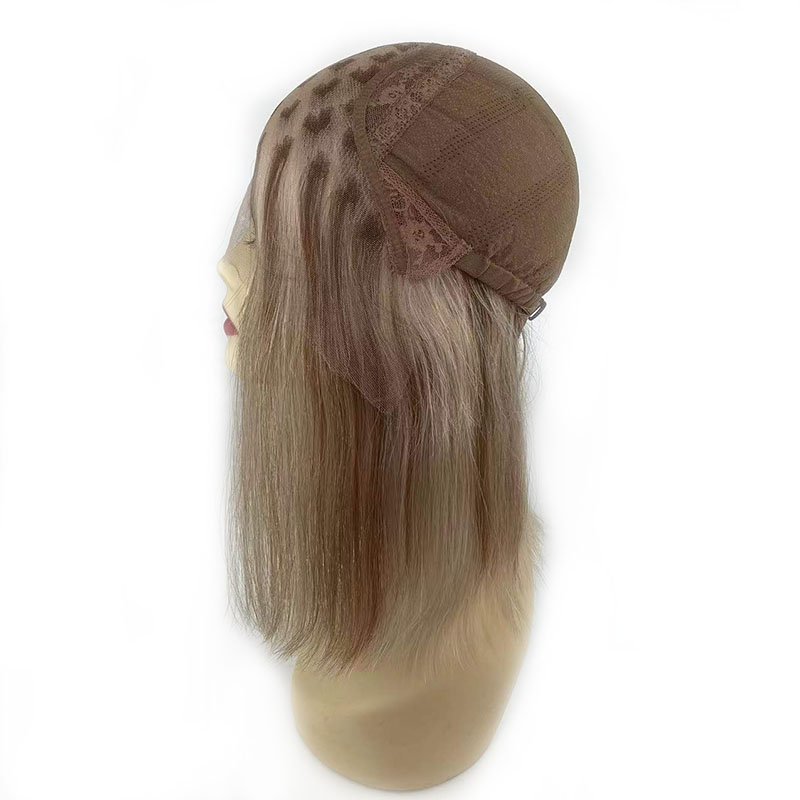 High quality human hair lace toupee women blonde