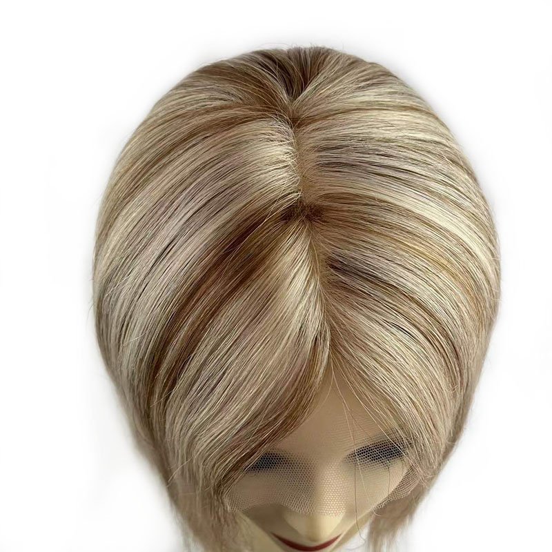 High quality human hair lace toupee women blonde