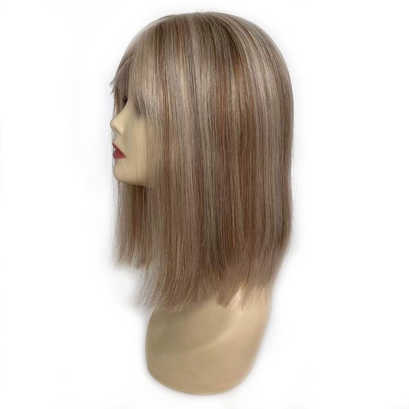 High quality human hair lace toupee women blonde