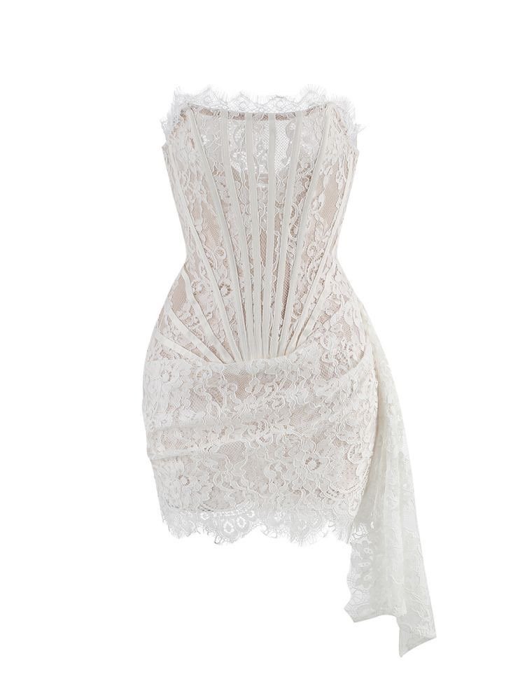 SB2612 Kimshein Fashion Christmas Clothing Women Strapless Mini Dresses Lace Dresses Women Bodycon Mini Dress
