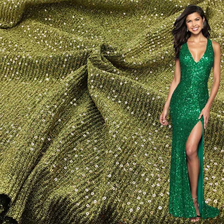 High quality classic gold glitter polyester embroidery fabric mesh tulle shiny sequin fabric for evening dress
