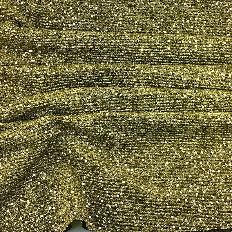 High quality classic gold glitter polyester embroidery fabric mesh tulle shiny sequin fabric for evening dress