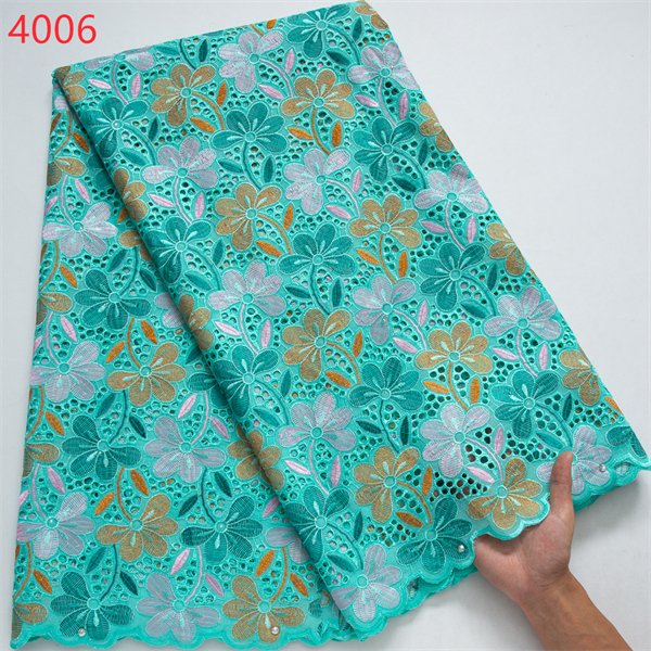 4006 Wholesale Price Embroidery Fabric African 100% Swiss Voile Dry Fabrics 5 Yards For Women Wedding Party Dress