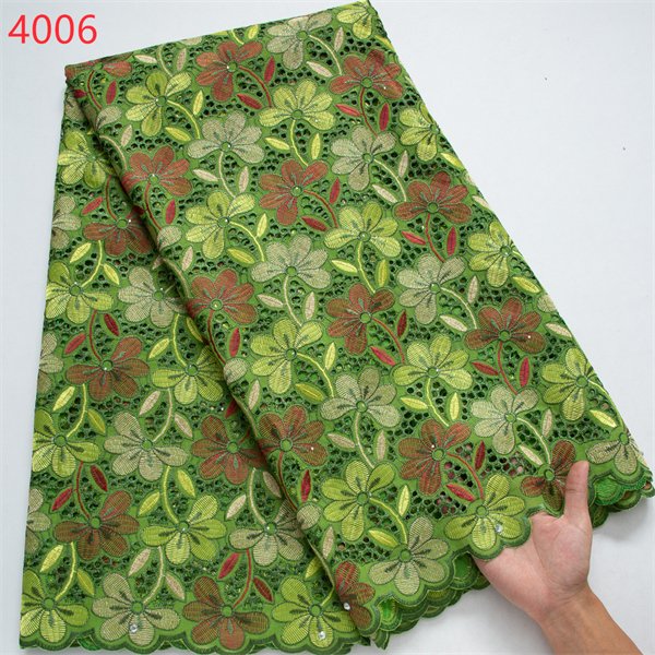 4006 Wholesale Price Embroidery Fabric African 100% Swiss Voile Dry Fabrics 5 Yards For Women Wedding Party Dress