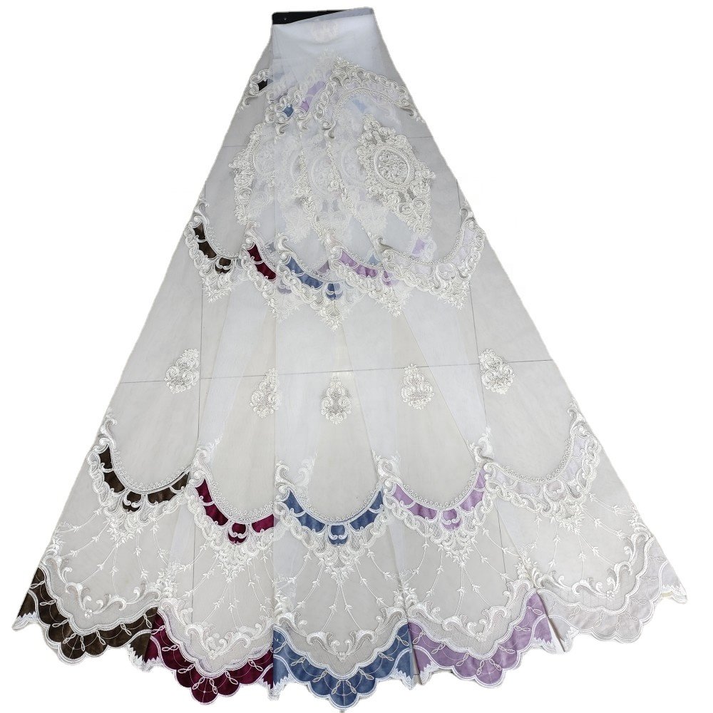 Hot sale wholesale price tulle lace fabric high-end embroidery sheer voile fabric for window curtains