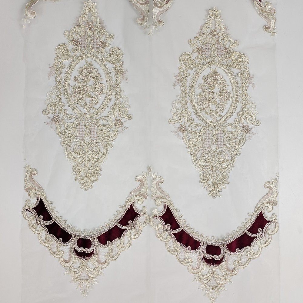 Hot sale wholesale price tulle lace fabric high-end embroidery sheer voile fabric for window curtains
